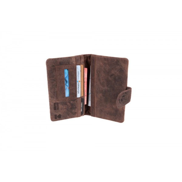 FETICHE LEATHER ΓΥΝΑΙΚΕΙΑ ΔΕΡΜΑΤΙΝΗ ΘΗΚΗ ΚΑΠΝΟΥ-ΠΟΡΤΟΦΟΛΙ RFID ΜΕ ΚΟΥΜΠΩΜΑ ΚΑΦΕ HUF 10-362