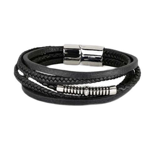 ΑΝΔΡΙΚΟ ΒΡΑΧΙΟΛΙ ΔΕΡΜΑ ΜΕ ΑΤΣΑΛΙ 316L ΜΑΥΡΟ HBS6624