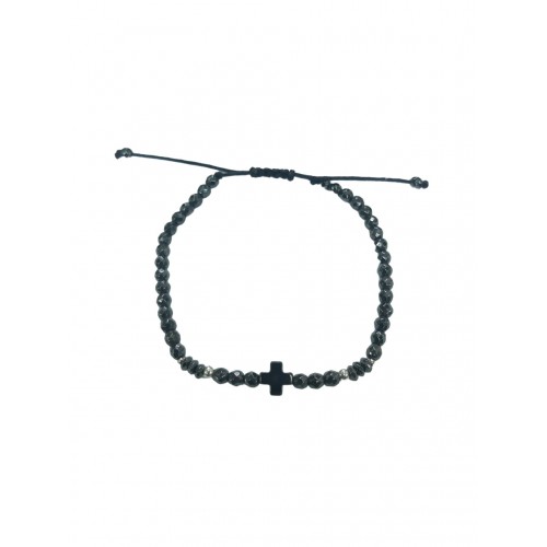 ΑΝΔΡΙΚΟ ΧΕΙΡΟΠΟΙΗΤΟ ΒΡΑΧΙΟΛΙ ΑΙΜΑΤΙΤΗΣ ΜΕ ΣΤΑΥΡΟ ΑΣΗΜΙ