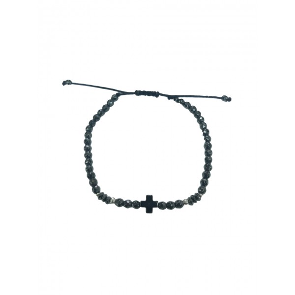 ΑΝΔΡΙΚΟ ΧΕΙΡΟΠΟΙΗΤΟ ΒΡΑΧΙΟΛΙ ΑΙΜΑΤΙΤΗΣ ΜΕ ΣΤΑΥΡΟ ΑΣΗΜΙ