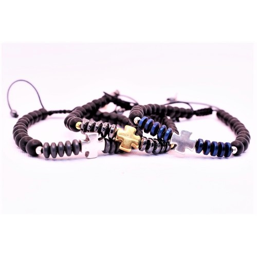 ΑΝΔΡΙΚΟ ΧΕΙΡΟΠΟΙΗΤΟ ΒΡΑΧΙΟΛΙ ΟΝΥΧΑΣ ΚΑΙ ΑΙΜΑΤΙΤΗΣ ΜΕ ΣΤΑΥΡΟ