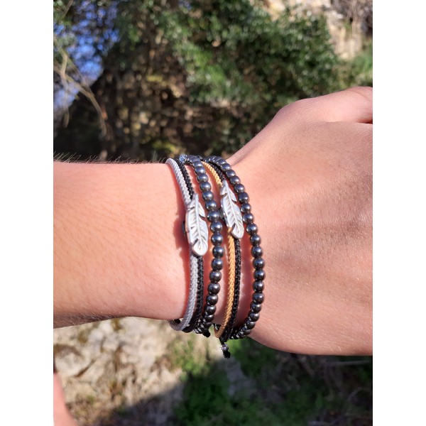 ΑΝΔΡΙΚΟ ΧΕΙΡΟΠΟΙΗΤΟ ΒΡΑΧΙΟΛΙ ΤΡΙΠΛΟ ΜΕ ΚΟΡΔΟΝΙΑ ΚΑΙ ΦΤΕΡΟ