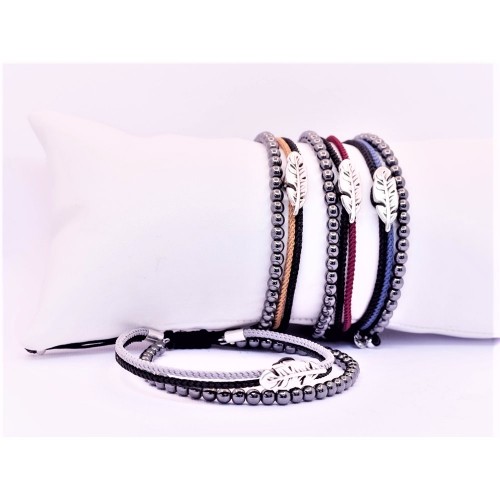 ΑΝΔΡΙΚΟ ΧΕΙΡΟΠΟΙΗΤΟ ΒΡΑΧΙΟΛΙ ΤΡΙΠΛΟ ΜΕ ΚΟΡΔΟΝΙΑ ΚΑΙ ΦΤΕΡΟ