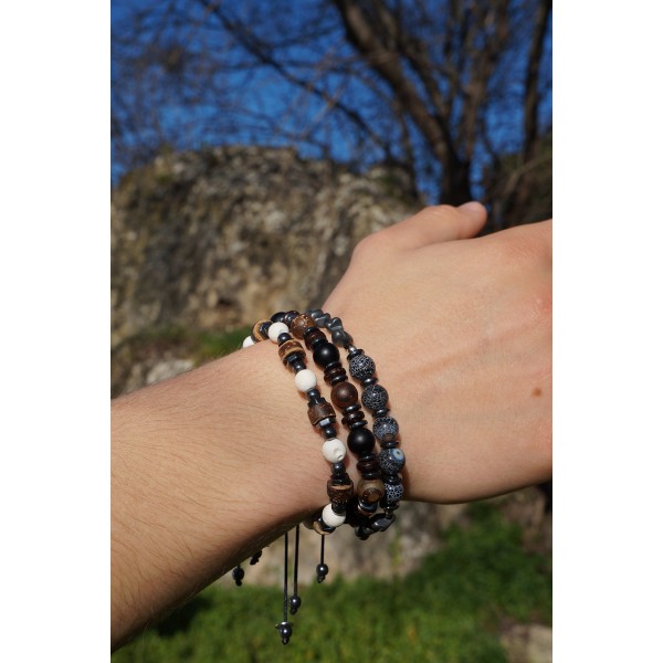 ΑΝΔΡΙΚΟ ΧΕΙΡΟΠΟΙΗΤΟ ΒΡΑΧΙΟΛΙ ΜΕ ΠΕΤΡΕΣ ΚΑΙ ΛΕΠΤΟΜΕΡΕΙΑ ΒΡΑΧΑΚΙΑ