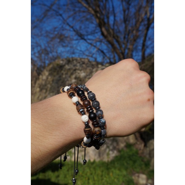 ΑΝΔΡΙΚΟ ΧΕΙΡΟΠΟΙΗΤΟ ΒΡΑΧΙΟΛΙ ΜΕ ΛΕΥΚΗ ΛΑΒΑ ΚΑΙ ΡΟΔΕΛΕΣ