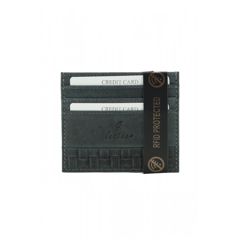 GINIS LEATHER ΔΕΡΜΑΤΙΝΗ ΘΗΚΗ ΚΑΡΤΩΝ RFID ΓΚΡΙ LS7