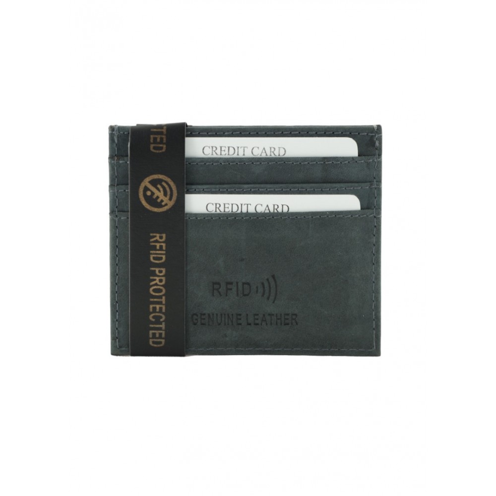 GINIS LEATHER ΔΕΡΜΑΤΙΝΗ ΘΗΚΗ ΚΑΡΤΩΝ RFID ΓΚΡΙ LS7