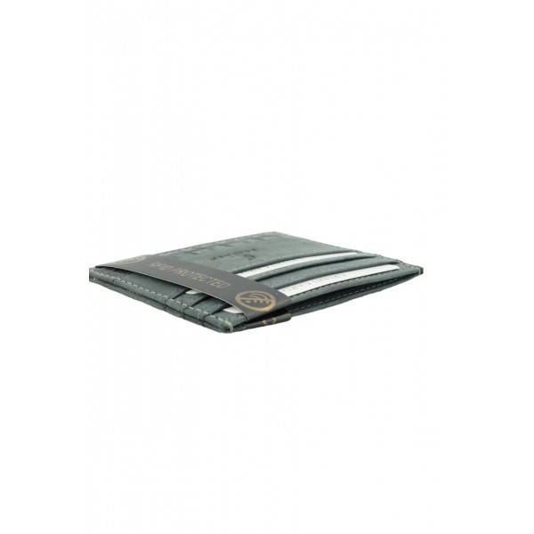 GINIS LEATHER ΔΕΡΜΑΤΙΝΗ ΘΗΚΗ ΚΑΡΤΩΝ RFID ΓΚΡΙ LS7