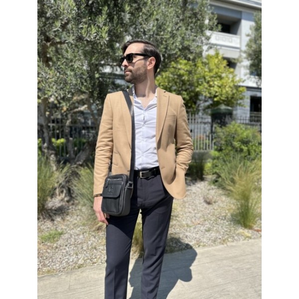 BULL CAPTAIN ΑΝΔΡΙΚΟ ΔΕΡΜΑΤΙΝΟ  ΤΣΑΝΤΑΚΙ ΩΜΟΥ/ΧΙΑΣΤΙ ΜΑΥΡΟ DJB016-BL