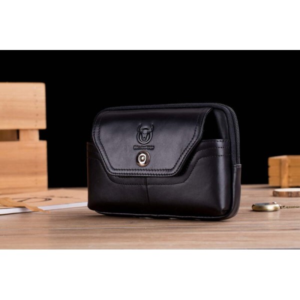 BULL CAPTAIN ΑΝΔΡΙΚΟ  ΔΕΡΜΑΤΙΝΟ ΤΣΑΝΤΑΚΙ ΜΕΣΗΣ ΜΑΥΡΟ YB04