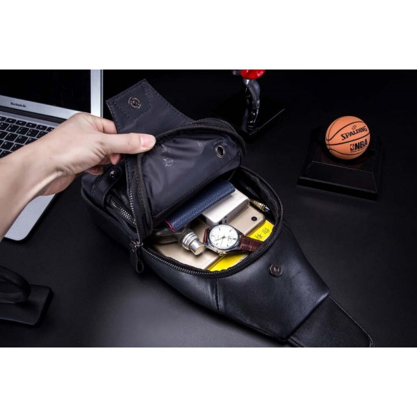 BULL CAPTAIN ΑΝΔΡΙΚΟ ΔΕΡΜΑΤΙΝΟ  CROSSBODY ΜΑΥΡΟ XB129-BL