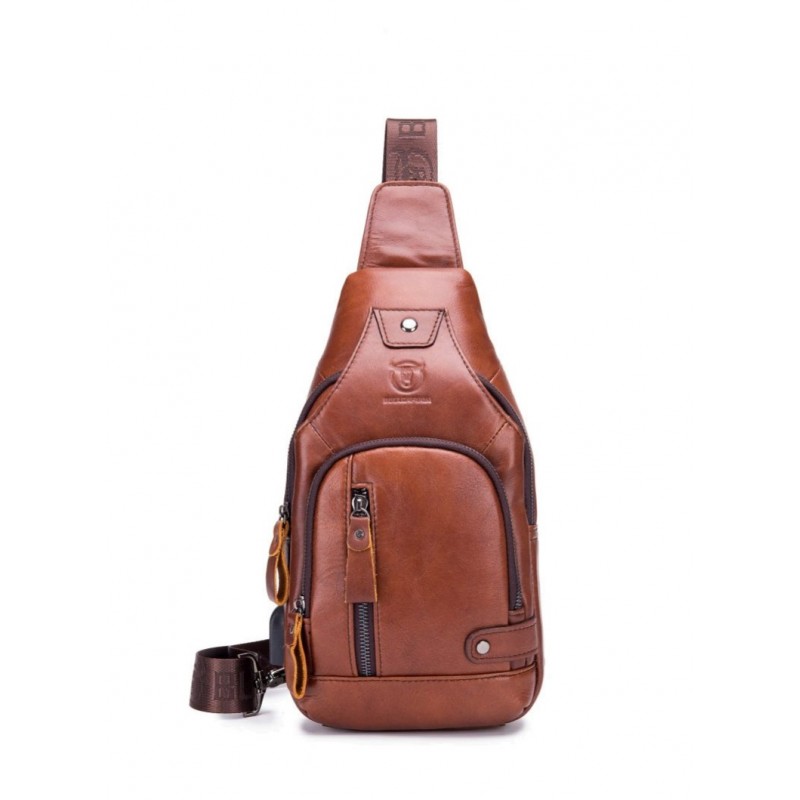 BULL CAPTAIN ΑΝΔΡΙΚΟ ΔΕΡΜΑΤΙΝΟ  CROSSBODY ΚΑΦΕ XB129-BR