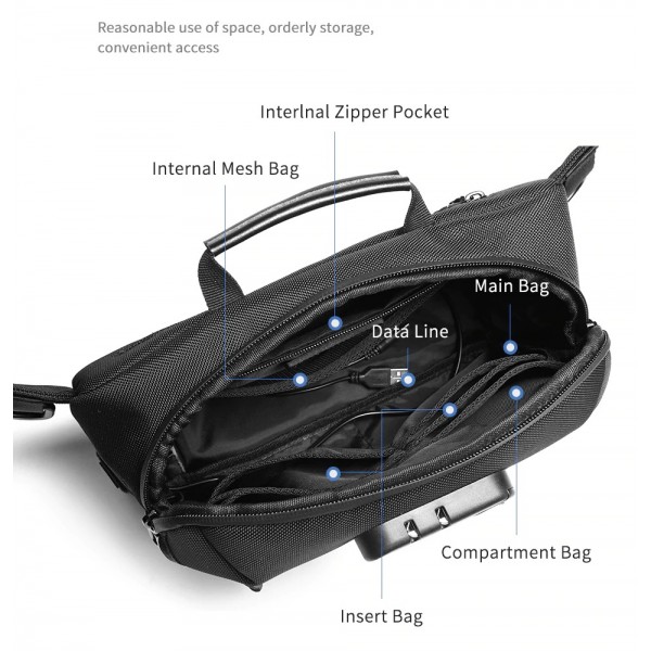 OZUKO ΑΝΔΡΙΚΟ ΤΣΑΝΤΑΚΙ ΜΕΣΗΣ ΜΑΥΡΟ 9257