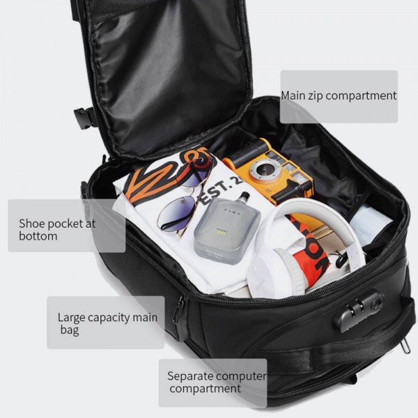 OZUKO ΑΝΔΡΙΚΟ ΣΑΚΙΔΙΟ ANTITHEFT ΜΑΥΡΟ 9309 L