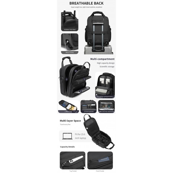 OZUKO ΣΑΚ ΒΟΥΑΓΙΑΖ (TROLLEY TRAVEL BAG BLACK) ΜΑΥΡΟ 9699