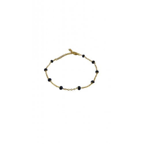 ΓΥΝΑΙΚΕΙΟ ΒΡΑΧΙΟΛΙ ΑΤΣΑΛΙ 316L ΜΕ ΜΑΥΡΕΣ ΠΕΤΡΕΣ ΧΡΥΣΟ ROS-136