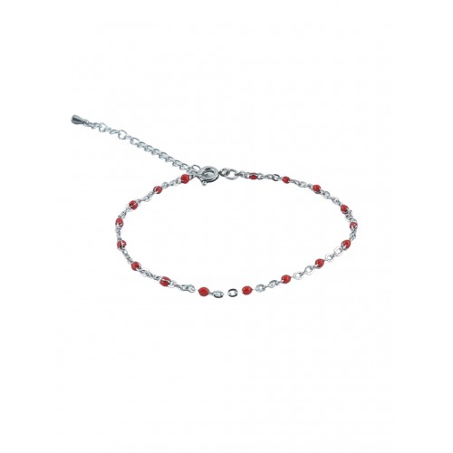 ΓΥΝΑΙΚΕΙΟ ΒΡΑΧΙΟΛΙ ΑΤΣΑΛΙ 316L ΜΕ ΚΟΚΚΙΝΕΣ ΠΕΤΡΕΣ ΑΣΗΜΙ SB1764