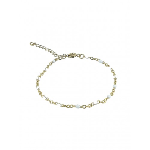 ΓΥΝΑΙΚΕΙΟ ΒΡΑΧΙΟΛΙ ΑΤΣΑΛΙ 316L ΜΕ ΑΣΠΡΕΣ ΠΕΤΡΕΣ ΧΡΥΣΟ SB1769