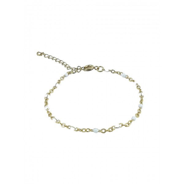 ΓΥΝΑΙΚΕΙΟ ΒΡΑΧΙΟΛΙ ΑΤΣΑΛΙ 316L ΜΕ ΑΣΠΡΕΣ ΠΕΤΡΕΣ ΧΡΥΣΟ SB1769