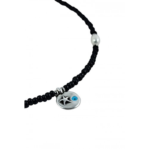 ΓΥΝΑΙΚΕΙΟ ΧΕΙΡΟΠΟΙΗΤΟ ΚΟΛΙΕ ΜΕ ΜΑΥΡΕΣ ΠΕΤΡΕΣ ΑΤΣΑΛΙ 316L ROS70-2