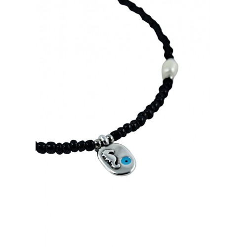 ΓΥΝΑΙΚΕΙΟ ΧΕΙΡΟΠΟΙΗΤΟ ΚΟΛΙΕ ΜΕ ΜΑΥΡΕΣ ΠΕΤΡΕΣ ΑΤΣΑΛΙ 316L ROS70