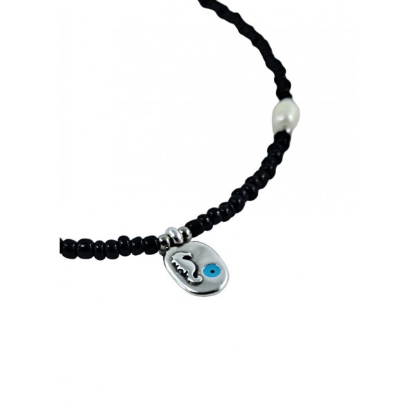 ΓΥΝΑΙΚΕΙΟ ΧΕΙΡΟΠΟΙΗΤΟ ΚΟΛΙΕ ΜΕ ΜΑΥΡΕΣ ΠΕΤΡΕΣ ΑΤΣΑΛΙ 316L ROS70