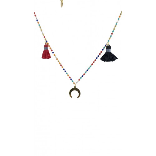 ΓΥΝΑΙΚΕΙΟ ΚΟΛΙΕ ΑΤΣΑΛΙ 316L ΜΕ ΠΟΛΥΧΡΩΜΕΣ ΠΕΤΡΕΣ ΚΑΙ ΦΟΥΝΤΙΤΣΕΣ ΧΡΥΣΟ SPL549