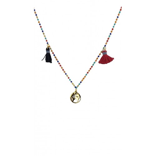 ΓΥΝΑΙΚΕΙΟ ΚΟΛΙΕ ΑΤΣΑΛΙ 316L ΜΕ ΠΟΛΥΧΡΩΜΕΣ ΠΕΤΡΕΣ ΚΑΙ ΦΟΥΝΤΙΤΣΕΣ ΧΡΥΣΟ SPL551