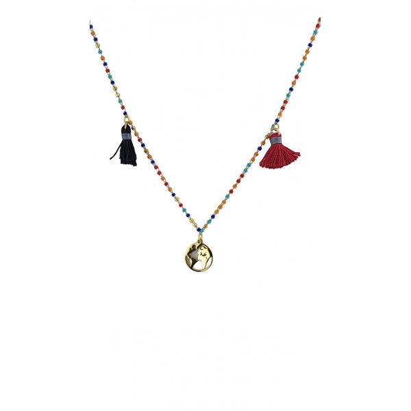 ΓΥΝΑΙΚΕΙΟ ΚΟΛΙΕ ΑΤΣΑΛΙ 316L ΜΕ ΠΟΛΥΧΡΩΜΕΣ ΠΕΤΡΕΣ ΚΑΙ ΦΟΥΝΤΙΤΣΕΣ ΧΡΥΣΟ SPL551