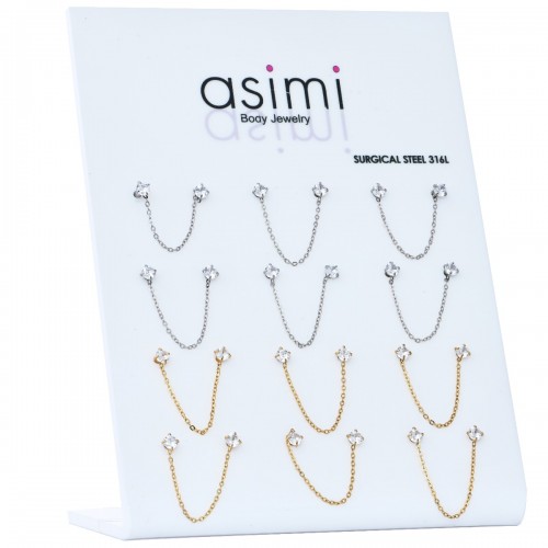 ΣΚΟΥΛΑΡΙΚΙ DOUBLE EAR WITH CHAIN ΑΤΣΑΛΙ 316L G00134