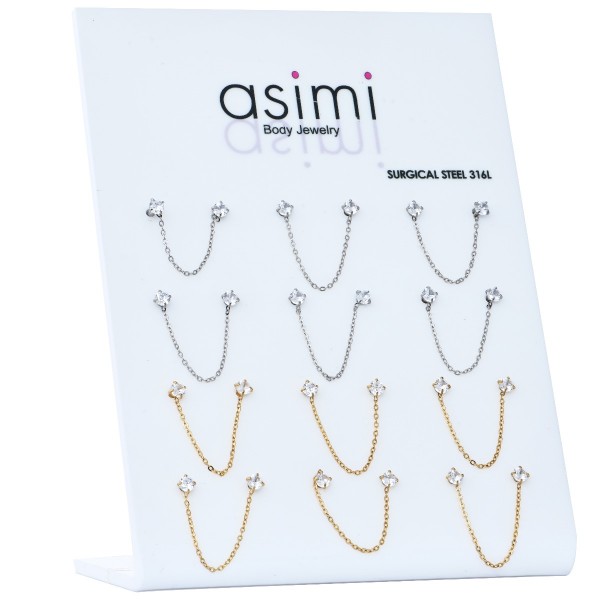 ΣΚΟΥΛΑΡΙΚΙ DOUBLE EAR WITH CHAIN ΑΤΣΑΛΙ 316L G00134