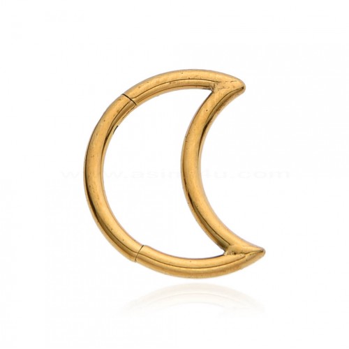 ΣΚΟΥΛΑΡΙΚΙ SEGMENT RING MOON 10MM ΑΤΣΑΛΙ 316L ΧΡΥΣΟ S90081-1