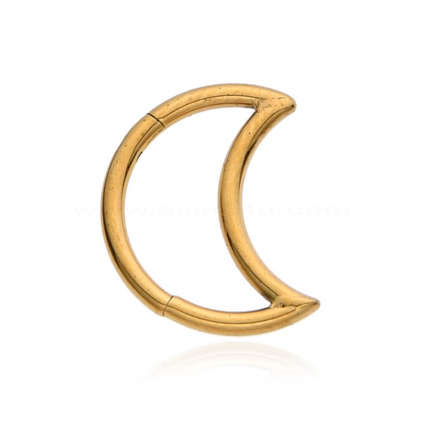 ΣΚΟΥΛΑΡΙΚΙ SEGMENT RING MOON 10MM ΑΤΣΑΛΙ 316L ΧΡΥΣΟ S90081-1