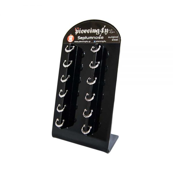 ΣΚΟΥΛΑΡΙΚΙ SEPTUM ΑΤΣΑΛΙ 316L ΑΣΗΜΙ ΜΕ ZIRCON ΜΑΥΡΟ 10ΜΜ