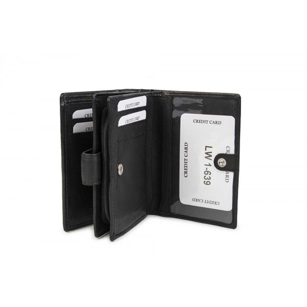 FETICHE LEATHER ΓΥΝΑΙΚΕΙΟ ΔΕΡΜΑΤΙΝΟ ΠΟΡΤΟΦΟΛΙ ΜΑΥΡΟ AN 1-639