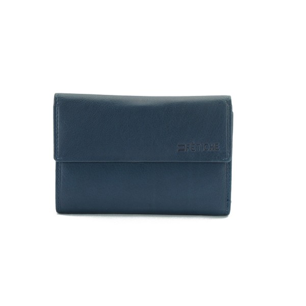FETICHE LEATHER ΓΥΝΑΙΚΕΙΟ ΔΕΡΜΑΤΙΝΟ ΠΟΡΤΟΦΟΛΙ ΣΚΟΥΡΟ ΜΠΛΕ AN 1-697
