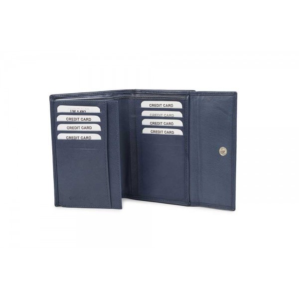 FETICHE LEATHER ΓΥΝΑΙΚΕΙΟ ΔΕΡΜΑΤΙΝΟ ΠΟΡΤΟΦΟΛΙ ΣΚΟΥΡΟ ΜΠΛΕ AN 1-697