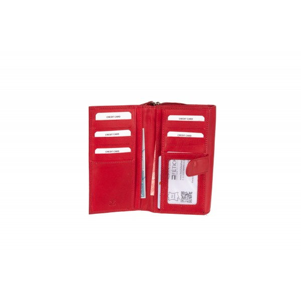 FETICHE LEATHER RFID ΓΥΝΑΙΚΕΙΟ ΔΕΡΜΑΤΙΝΟ ΠΟΡΤΟΦΟΛΙ ΚΟΚΚΙΝΟ GN 3-816