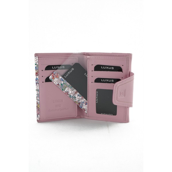 LUXUS ΓΥΝΑΙΚΕΙΟ ΔΕΡΜΑΤΙΝΟ ΠΟΡΤΟΦΟΛΙ ΜΩΣΑΪΚΟ ΡΟΖ 40214