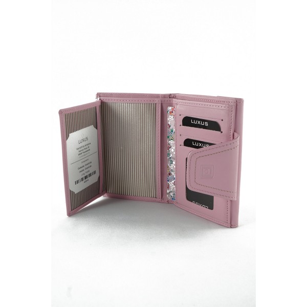 LUXUS ΓΥΝΑΙΚΕΙΟ ΔΕΡΜΑΤΙΝΟ ΠΟΡΤΟΦΟΛΙ ΜΩΣΑΪΚΟ ΡΟΖ 40214