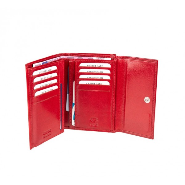FETICHE LEATHER RFID ΓΥΝΑΙΚΕΙΟ ΔΕΡΜΑΤΙΝΟ ΠΟΡΤΟΦΟΛΙ RFID ΚΟΚΚΙΝΟ VT 3-697