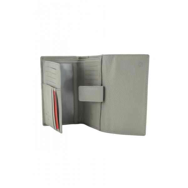 GINIS LEATHER ΓΥΝΑΙΚΕΙΟ ΔΕΡΜΑΤΙΝΟ ΠΟΡΤΟΦΟΛΙ RFID ΓΚΡΙ FLO1