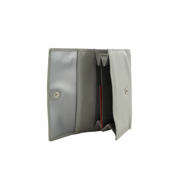 GINIS LEATHER ΓΥΝΑΙΚΕΙΟ ΔΕΡΜΑΤΙΝΟ ΠΟΡΤΟΦΟΛΙ RFID ΓΚΡΙ FLO1