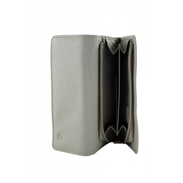 GINIS LEATHER ΓΥΝΑΙΚΕΙΟ ΔΕΡΜΑΤΙΝΟ ΠΟΡΤΟΦΟΛΙ RFID ΓΚΡΙ FLO2