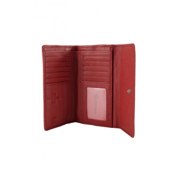 GINIS LEATHER ΓΥΝΑΙΚΕΙΟ ΔΕΡΜΑΤΙΝΟ ΠΟΡΤΟΦΟΛΙ RFID ΚΟΚΚΙΝΟ FLO2