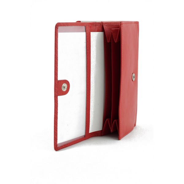 GINIS LEATHER ΓΥΝΑΙΚΕΙΟ ΔΕΡΜΑΤΙΝΟ ΠΟΡΤΟΦΟΛΙ ΚΟΚΚΙΝΟ ONS1-R