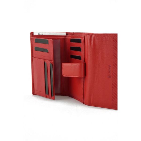 GINIS LEATHER ΓΥΝΑΙΚΕΙΟ ΔΕΡΜΑΤΙΝΟ ΠΟΡΤΟΦΟΛΙ ΚΟΚΚΙΝΟ ONS1-R