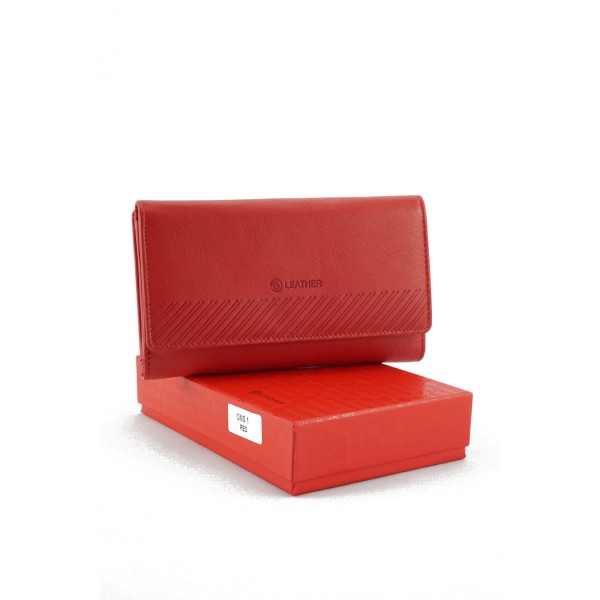 GINIS LEATHER ΓΥΝΑΙΚΕΙΟ ΔΕΡΜΑΤΙΝΟ ΠΟΡΤΟΦΟΛΙ ΚΟΚΚΙΝΟ ONS1-R