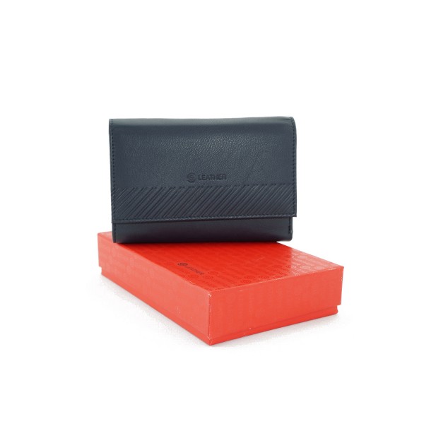 GINIS LEATHER ΓΥΝΑΙΚΕΙΟ ΔΕΡΜΑΤΙΝΟ ΠΟΡΤΟΦΟΛΙ ΜΠΛΕ ONS2